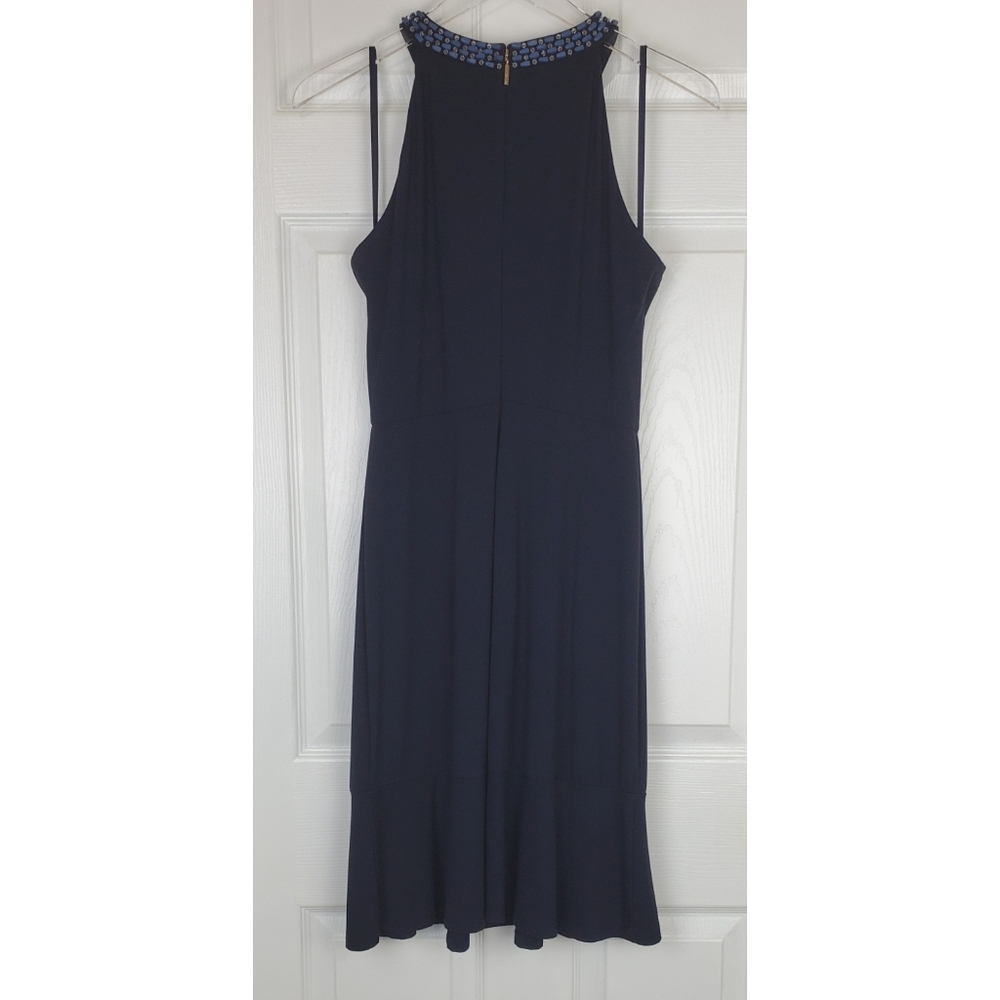 NWT Karl lagerfeld navy ruffle sleeveless dress - Picture 2 of 12